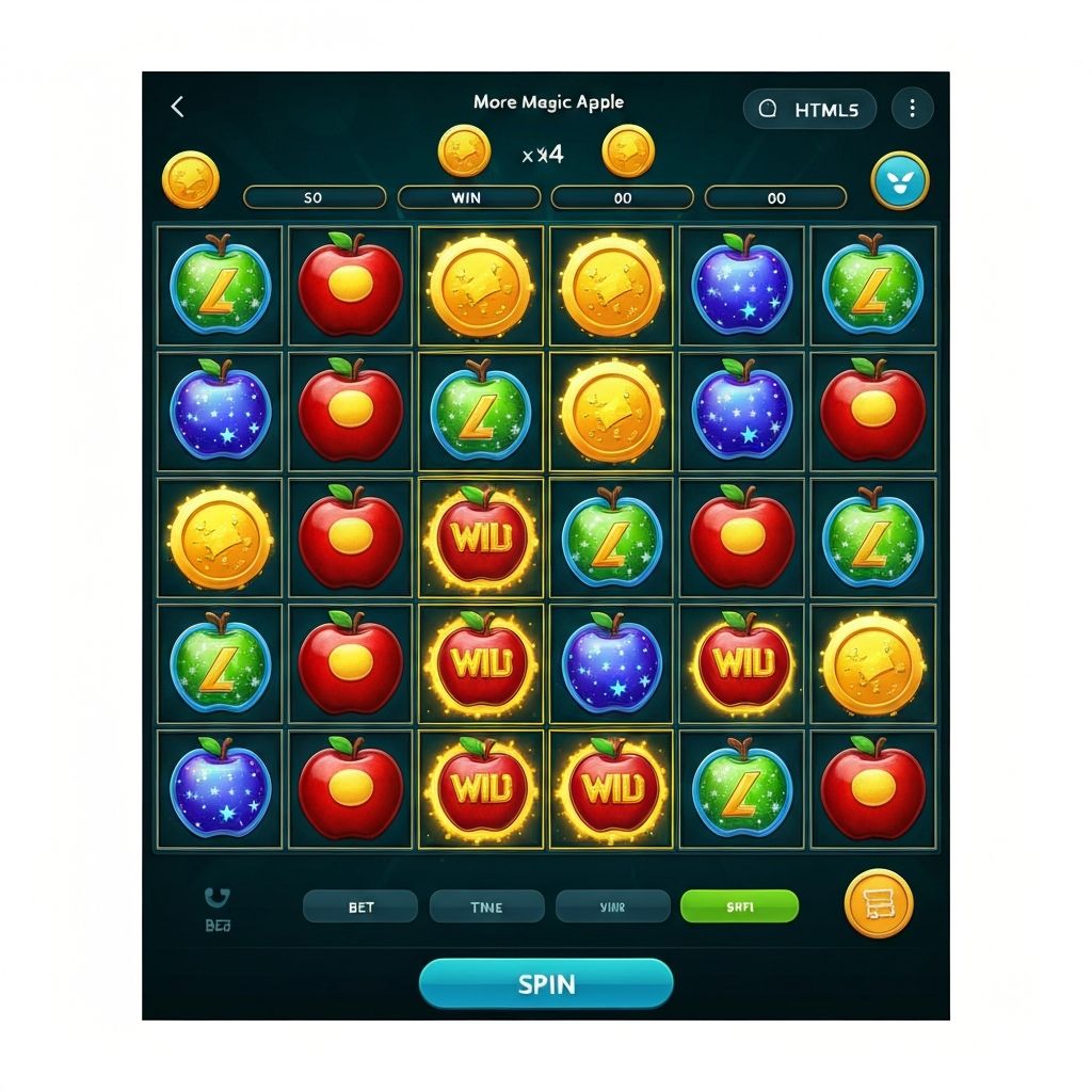 More Magic Apple — игровой экран с барабанами 5×4